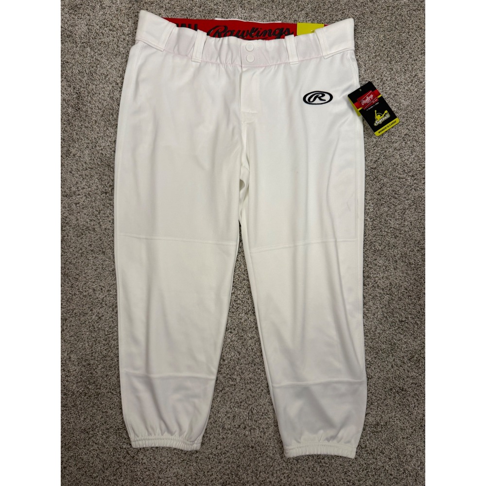 Rawlings Softball Pants Womens Large‎ White New Launch Series Athletic Belted